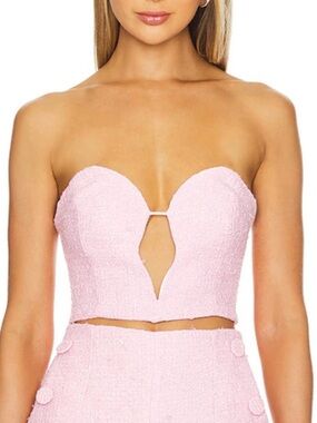 Bardot Eleni Bustier Soft Pink Strapless  Cutout Crop Top Revolve 6